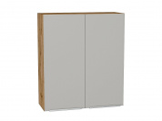 Шкаф верхний с 2-мя дверцами Фьюжн 920*800*320 Silky Light Grey / Дуб Вотан