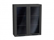 Шкаф верхний с 2-мя остекленными дверцами Глетчер 920*800*318 Маренго Силк / Graphite