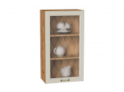 Шкаф верхний с 1-ой остекленной дверцей Ницца 920*500*318 Агат / Дуб Вотан
