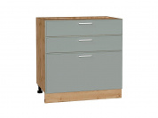 Шкаф нижний с 3-мя ящиками Квадро 816*800*481 Аквамарин / Дуб Вотан