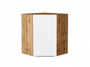 Шкаф верхний угловой Фьюжн 716*600*600 Silky White / Дуб Вотан