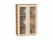 Шкаф верхний с 2-мя остекленными дверцами Ницца 920*600*318 Дуб крем / Дуб Вотан