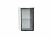 Шкаф верхний с 1-ой остекленной дверцей 716*400*322 Черный / Белый