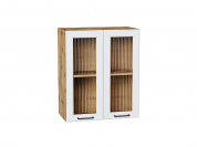 Шкаф верхний с 2-мя остекленными дверцами Барселона 716*600*324 Белый / Дуб Вотан