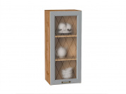 Шкаф верхний с 1-ой остекленной дверцей Ницца 920*400*318 Графит / Дуб Вотан