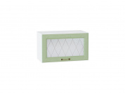 Шкаф верхний горизонтальный остекленный Ницца 358*600*318 Дуб оливковый / Белый