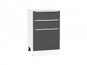 Шкаф нижний с 3-мя ящиками Фьюжн 816*500*480 Stormy Silk / Белый