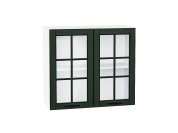 Шкаф верхний с 2-мя остекленными дверцами Дублин 716*800*318 Special Green / Белый