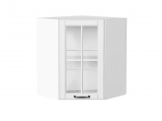 Шкаф верхний угловой остекленный Дублин 716*600*600 Special White / Белый