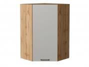 Шкаф верхний угловой Флэт 920*600*600 Light Grey In 2S / Дуб Вотан