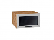 Шкаф верхний горизонтальный остекленный глубокий Глетчер 358*600*574 Гейнсборо Силк / Дуб Вотан