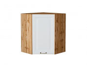 Шкаф верхний угловой Ницца 716*600*600 Белый / Дуб Вотан