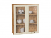 Шкаф верхний с 2-мя остекленными дверцами Ницца 920*800*318 Дуб крем / Дуб Вотан