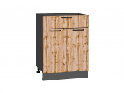 Шкаф нижний с 2-мя дверцами и ящиком Флэт 816*600*478 Wotan Oak 2S / Graphite