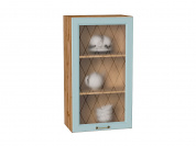 Шкаф верхний с 1-ой остекленной дверцей Ницца 920*500*318 Голубой / Дуб Вотан