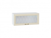 Шкаф верхний горизонтальный остекленный Ницца 358*800*318 Дуб крем / Белый