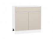 Шкаф нижний с 2-мя дверцами и ящиком Фьюжн 816*800*480 Cream Silk / Белый