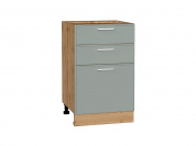 Шкаф нижний с 3-мя ящиками Квадро 816*500*481 Аквамарин / Дуб Вотан