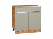 Шкаф нижний с 2-мя дверцами и ящиком Фьюжн 816*800*480 Silky Grey / Дуб Вотан