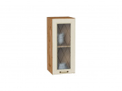 Шкаф верхний с 1-ой остекленной дверцей Ницца 716*300*318 Дуб крем / Дуб Вотан