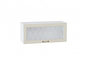 Шкаф верхний горизонтальный остекленный Ницца 358*800*318 Агат / Белый