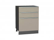 Шкаф нижний с 3-мя ящиками Фьюжн 816*600*480 Silky Grey / Graphite