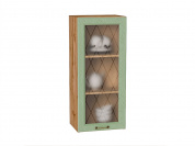 Шкаф верхний с 1-ой остекленной дверцей Ницца 920*400*318 Дуб оливковый / Дуб Вотан