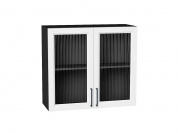 Шкаф верхний с 2-мя остекленными дверцами Сканди 716*800*320 White Silkwood / Graphite