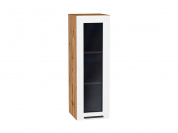 Шкаф верхний с 1-ой остекленной дверцей Глетчер 920*300*318 Айленд Силк / Дуб Вотан