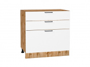 Шкаф нижний с 3-мя ящиками Флэт 816*800*478 White In 2S / Дуб Вотан
