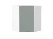 Шкаф верхний угловой Квадро 716*600*600 Аквамарин / Белый