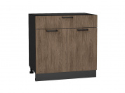Шкаф нижний с 2-мя дверцами и ящиком Флэт 816*800*478 Brown Casella Oak 2S / Graphite
