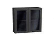 Шкаф верхний с 2-мя остекленными дверцами Глетчер 716*800*318 Маренго Силк / Graphite