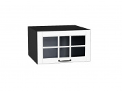 Шкаф верхний горизонтальный остекленный глубокий Дублин 358*600*574 Special White / Graphite