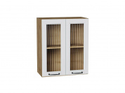 Шкаф верхний с 2-мя остекленными дверцами Ницца 716*600*318 Blanco / Дуб Вотан