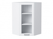 Шкаф верхний угловой остекленный Барселона 920*600*606 Кашемир / Белый