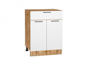 Шкаф нижний с 2-мя дверцами и ящиком Флэт 816*600*478 White In 2S / Дуб Вотан