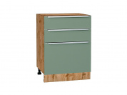 Шкаф нижний с 3-мя ящиками Фьюжн 816*600*480 Silky Mint / Дуб Вотан