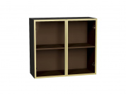 Шкаф верхний с 2-мя остекленными дверцами 716*800*322 Золотой / Graphite