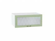 Шкаф верхний горизонтальный остекленный глубокий Ницца 358*800*574 Дуб оливковый / Белый