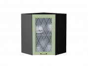 Шкаф верхний угловой остекленный Ницца 716*600*600 Дуб оливковый / Graphite