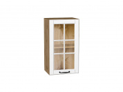 Шкаф верхний с 1-ой остекленной дверцей Дублин 716*400*318 Special White / Дуб Вотан