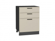 Шкаф нижний с 3-мя ящиками Фрейм 816*600*484 Cream Silk / Graphite