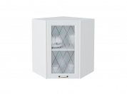 Шкаф верхний угловой остекленный Ницца 716*600*600 Белый / Белый