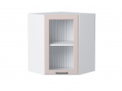 Шкаф верхний угловой остекленный Барселона 716*600*606 Кашемир / Белый