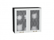 Шкаф верхний с 2-мя остекленными дверцами Ницца 716*800*318 Белый / Graphite