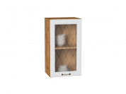 Шкаф верхний с 1-ой остекленной дверцей Ницца 716*400*318 Белый / Дуб Вотан