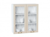 Шкаф верхний с 2-мя остекленными дверцами Ницца 920*800*318 Агат / Белый