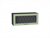 Шкаф верхний горизонтальный остекленный Ницца 358*800*318 Дуб оливковый / Graphite