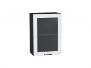 Шкаф верхний с 1-ой остекленной дверцей Флэт Плюс 716*500*318 White In 2S / Graphite